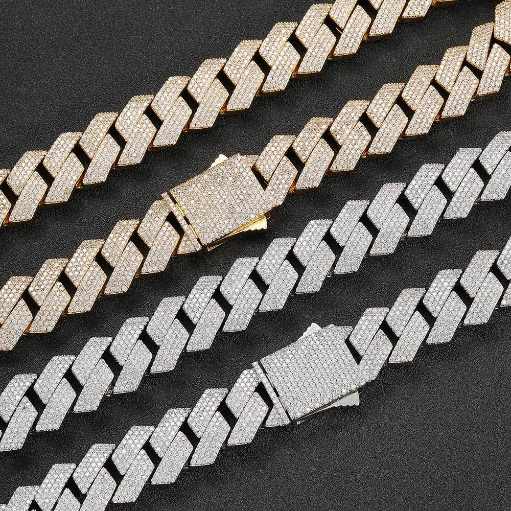 Iced Out 19mm VVS Moissanite Cuban Chain – 925 Silver Hip Hop Jewelry