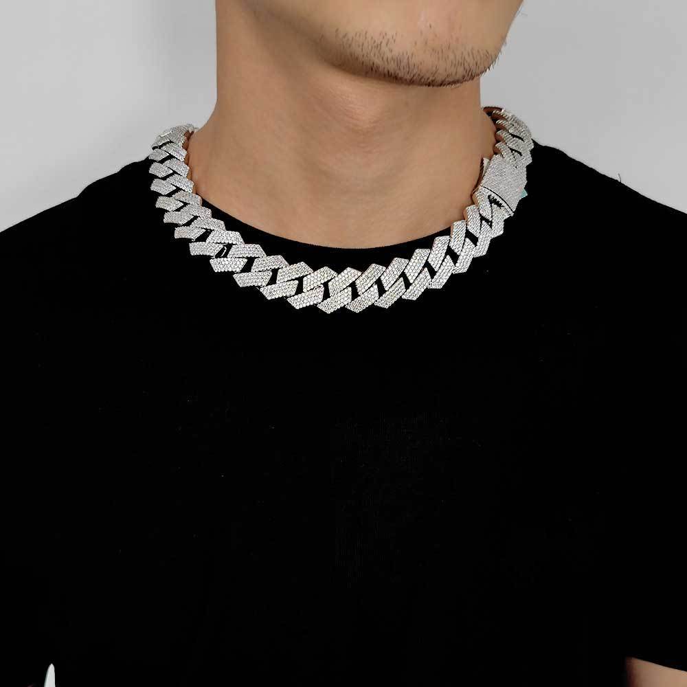 Iced Out 19mm VVS Moissanite Cuban Chain – 925 Silver Hip Hop Jewelry