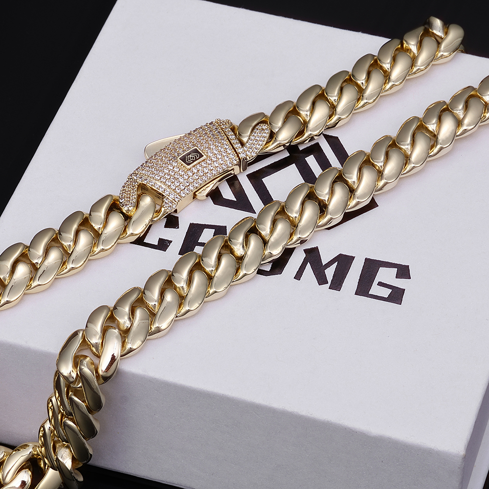 Monaco Clasp Flat Miami 14K  Cuban Link Chain