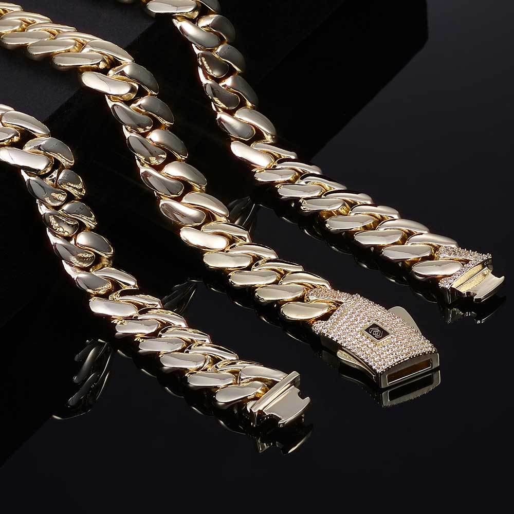 Monaco Clasp Flat Miami 14K  Cuban Link Chain