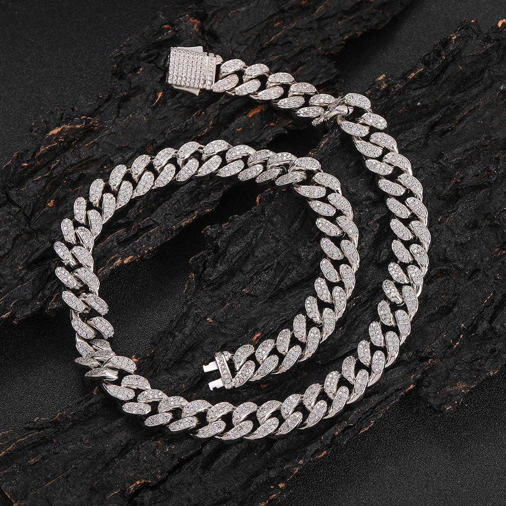 Iced 2 Rows Diamond Cuban Link Necklace- 12mm