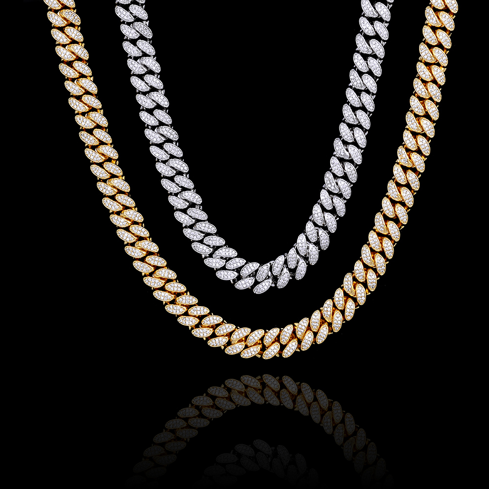 Iced 2 Rows Diamond Cuban Link Necklace- 12mm