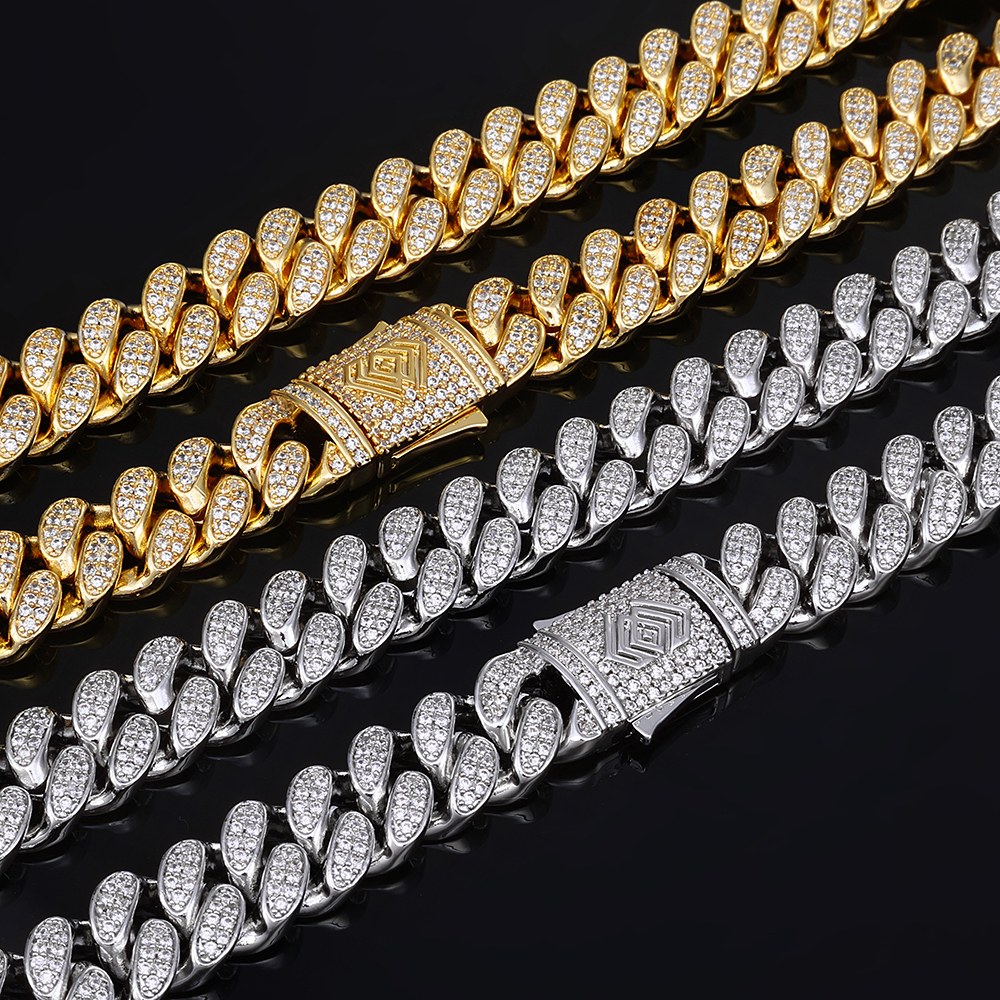 Iced 2 Rows Diamond Cuban Link Necklace- 12mm