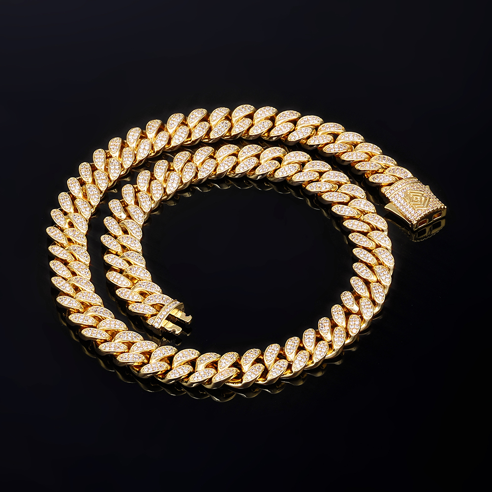 Iced 2 Rows Diamond Cuban Link Necklace- 12mm