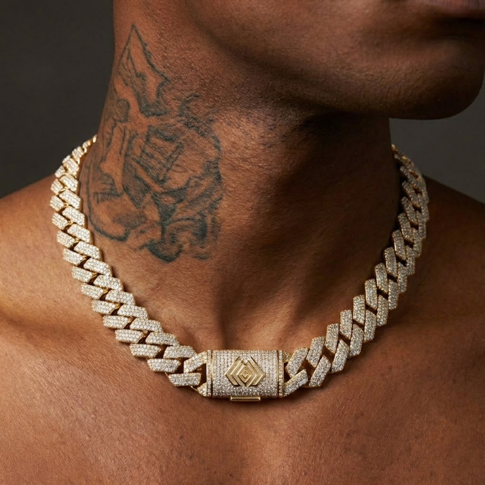 4 Rows Prong Cuban Link Chain 15mm