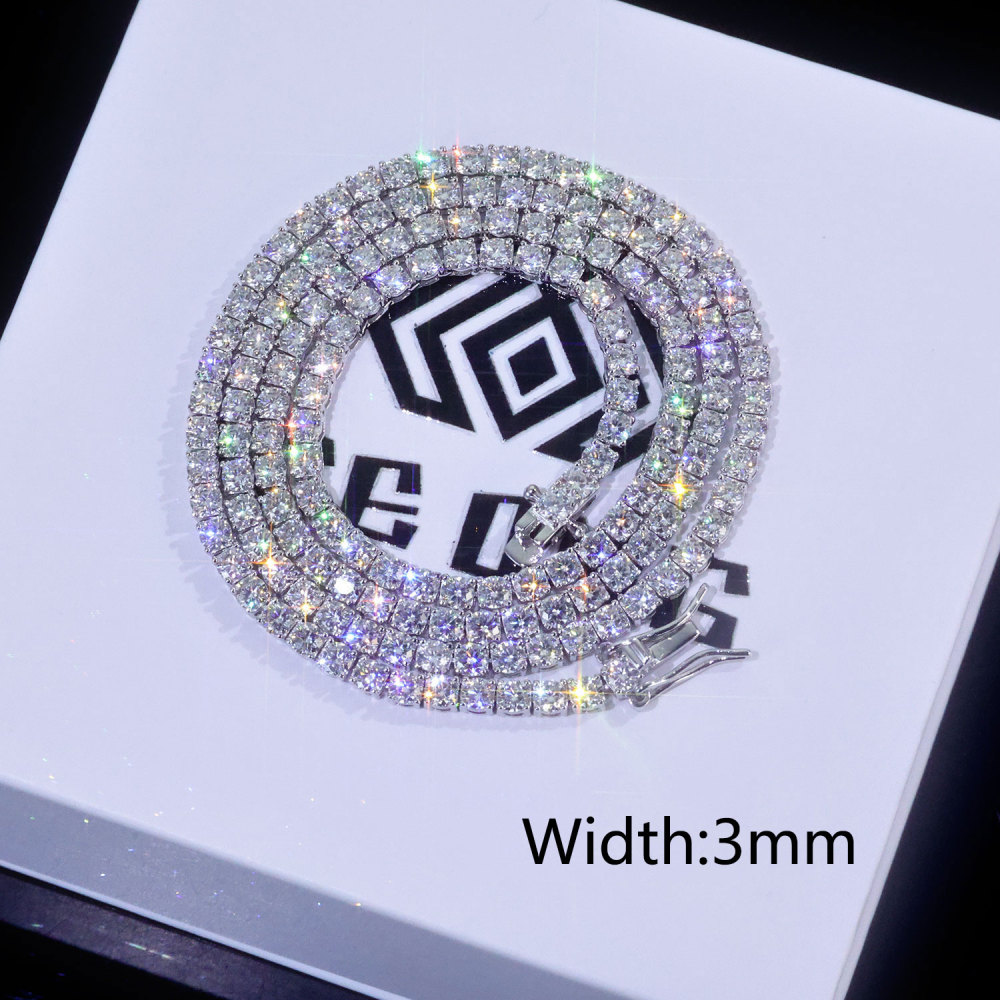 925 Silver Moissanite Tennis Chain Necklace – Iced Out Chain 2mm/3mm/4mm/5mm