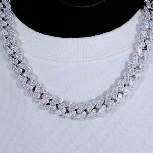 15mm Baguette Iced Out Cuban Link Chain with CZ Stones - ICEOMG