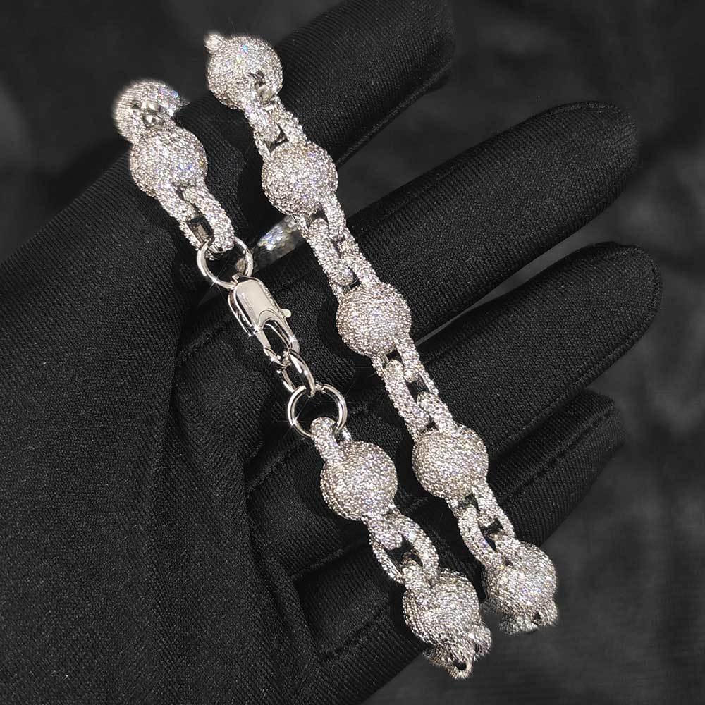10MM Iced CZ Beads Cuban Link Chain