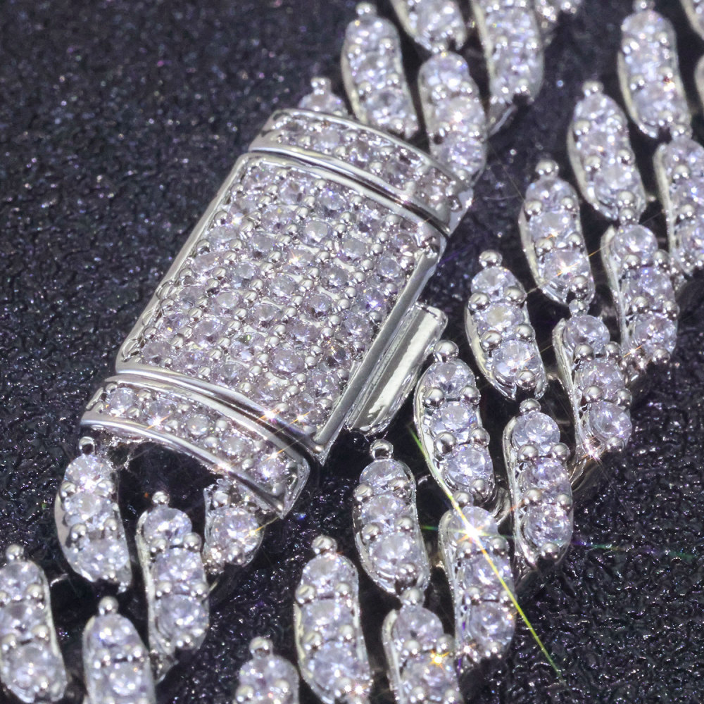 8mm iced out Cuban link necklace side view