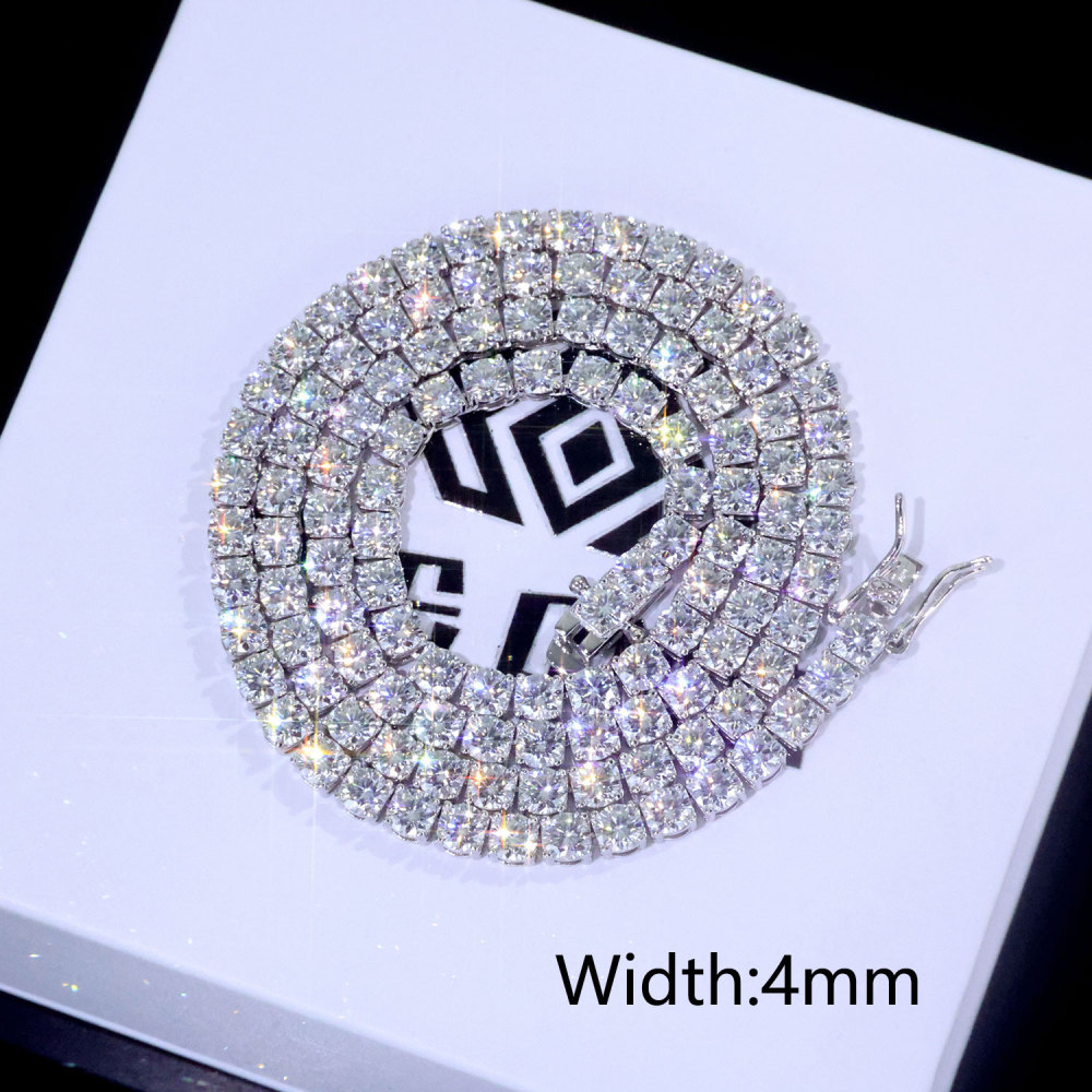 925 Silver Moissanite Tennis Chain Necklace – Iced Out Chain 2mm/3mm/4mm/5mm