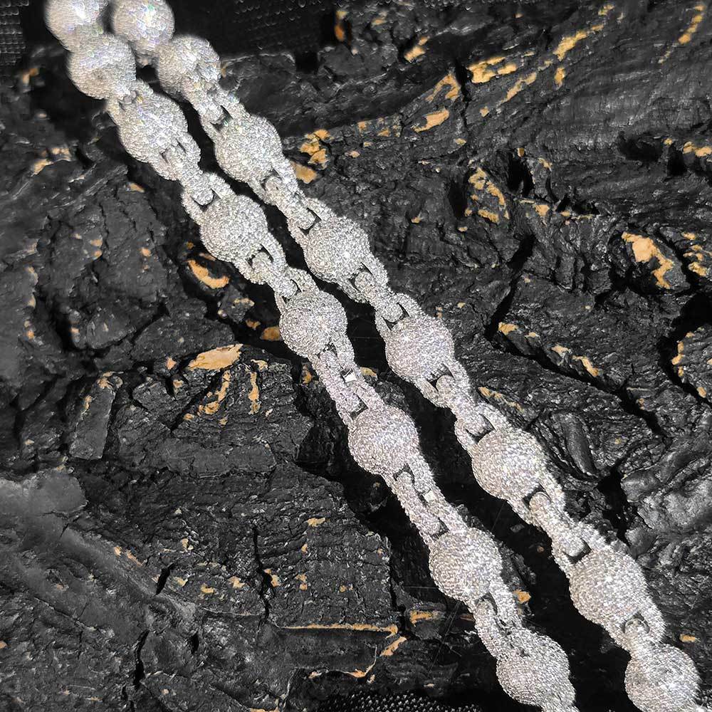 ICEOMG 10.5mm Iced Out Diamond Bead Necklace Full Pave Ball Chain Necklace