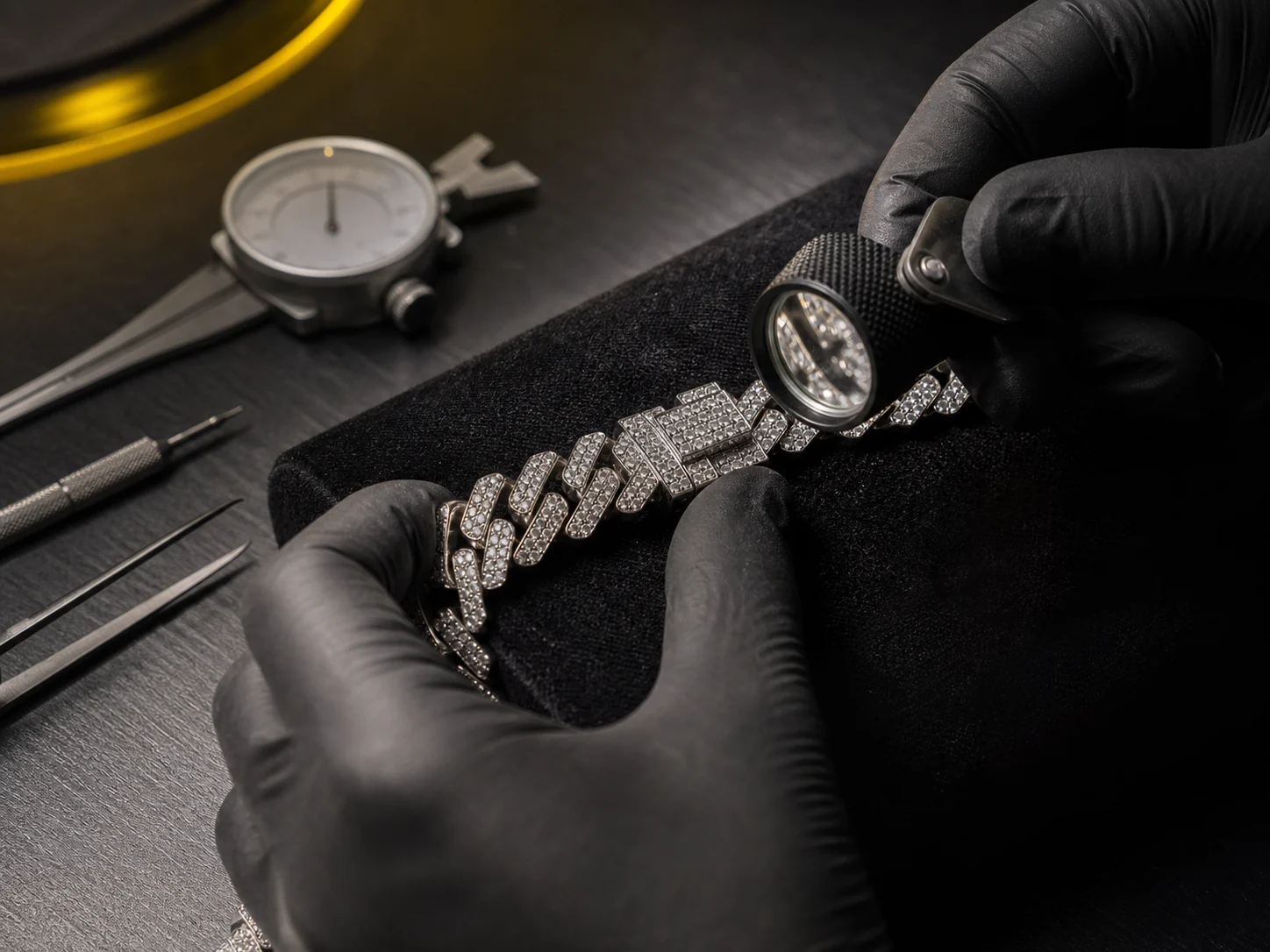 Conceptual jewelry detail inspection campaign visual