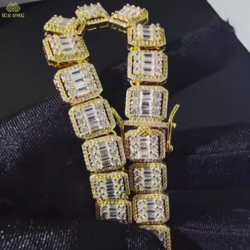 13mm Iced Out Tennis Bracelet – Bling Baguette Zircon Cluster