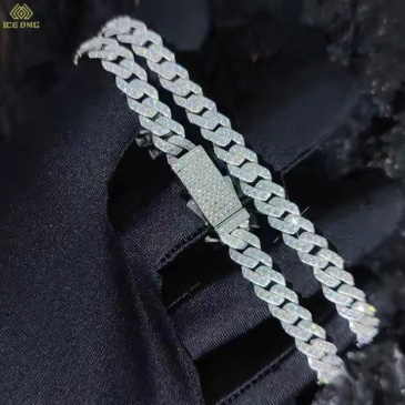 8mm VVS Moissanite cuban link Bracelet 925 Silver