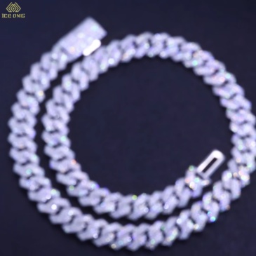 4 Rows Prong Cuban Link Chain 15mm Silver