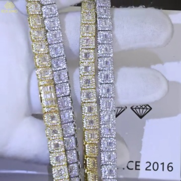 Mixed Inlay Baguette Round Cut Zircon Tennis Chain Necklace