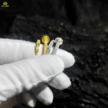 Iced Out 18k Gold Plated Bling 5A CZ Punk Nail Rings