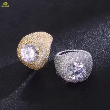 Iced Diamond Clustered Band Ring
