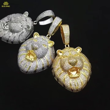 Big Gold Lion Pendant Necklace