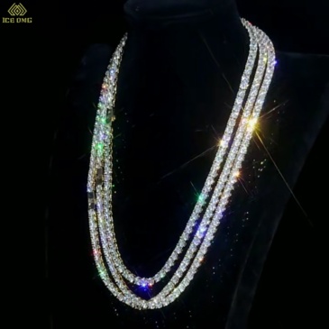 4mm Iced Diamond Tennis Chain Necklace Luxury Sparkling Jewelry