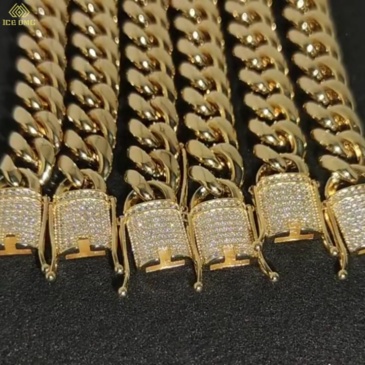 12mm Iced Out CZ Iced Clasp Miami Cuban Link Bracelet