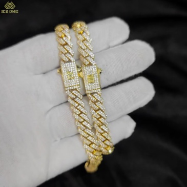 8mm Custom Logo Cuban Chain Bracelet 925&VVS Silver Moissanite