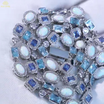 Multicolor Zircon Gemstone Geometric Chain Necklace