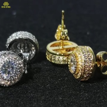 CZ Round Iced Stud Earrings