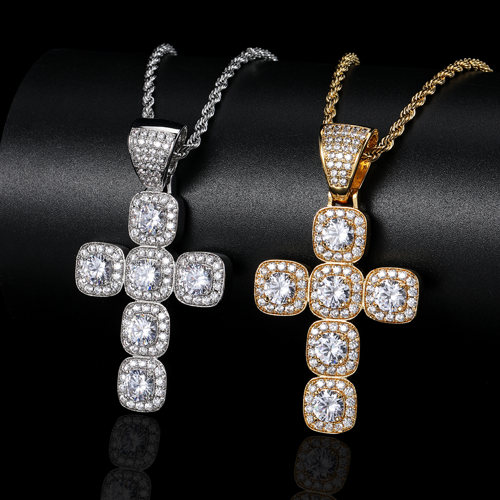 Large Cubic Zirconia Cross Pendant Necklace – Iced Out jewelry