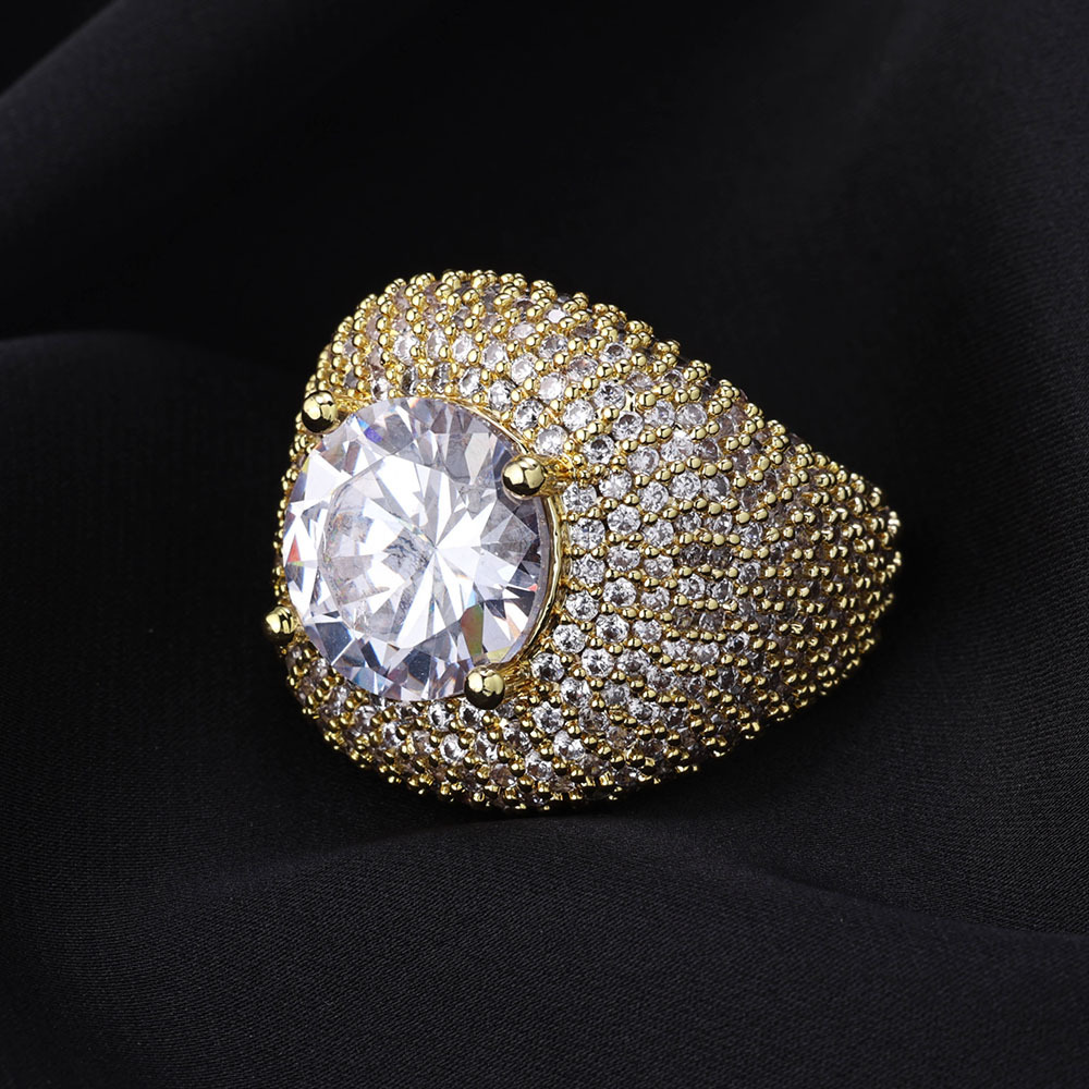 Iced Diamond Clustered Band Ring