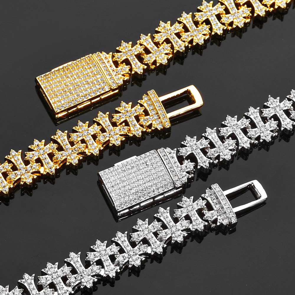 11mm Iced Out Cross Cuban Link Chain Necklace