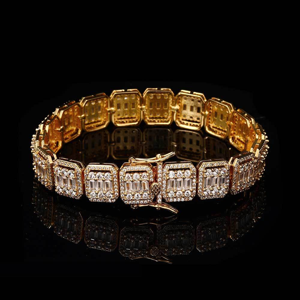 13mm Iced Out Tennis Bracelet – Bling Baguette Zircon Cluster