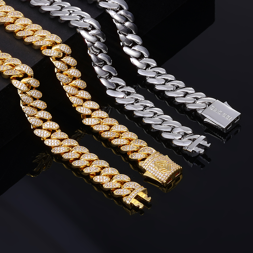 Iced 2 Rows Diamond Cuban Link Necklace - 12mm