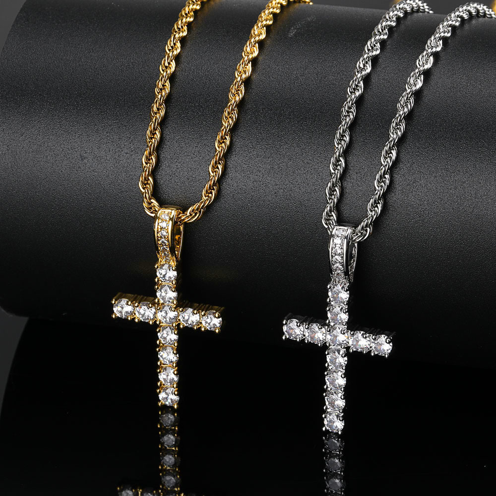Iced Out Jesus Cross Pendant VVS Moissanite 925 Silver White Gold