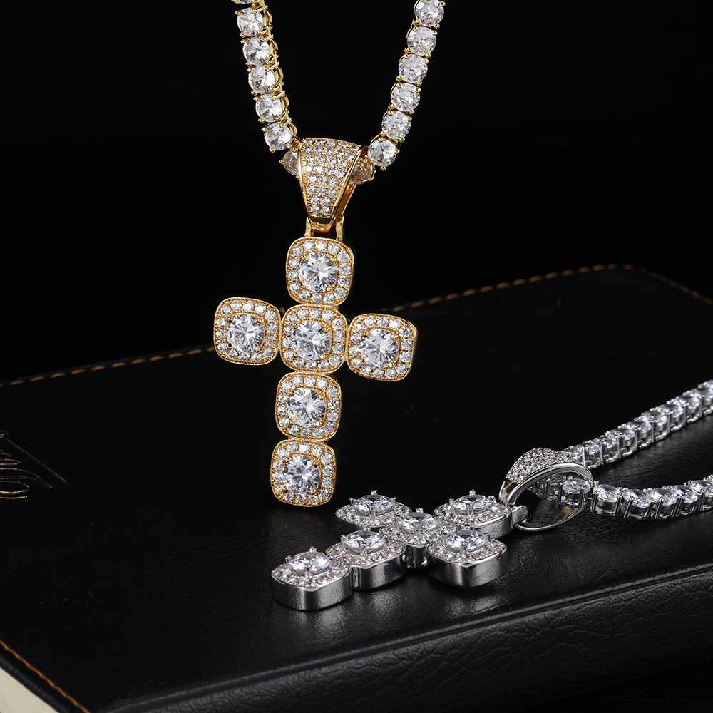 Large Cubic Zirconia Cross Pendant Necklace – Iced Out jewelry