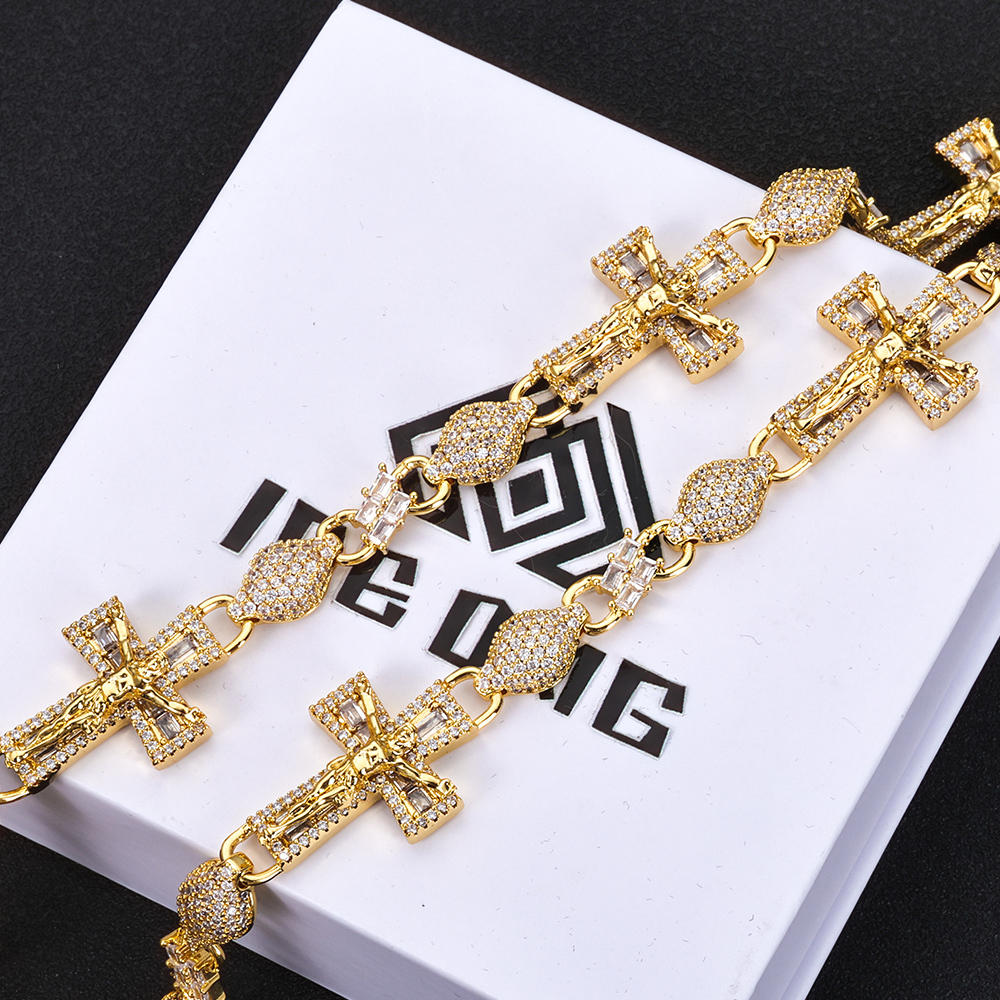 Luxury Iced Out Cross Infinity Bracelet – Lab Diamond Gold/Silver Cuban Link