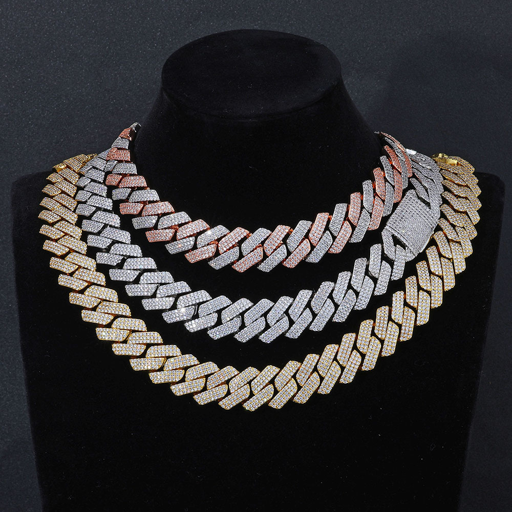 20MM 3-Row Iced Prong Cuban Chain Necklace