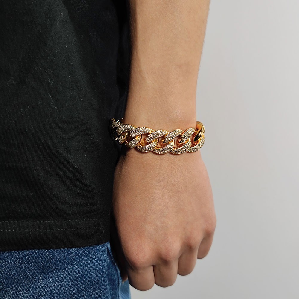 18mm 3 Row Iced Out CZ Cuban Link Bracelet