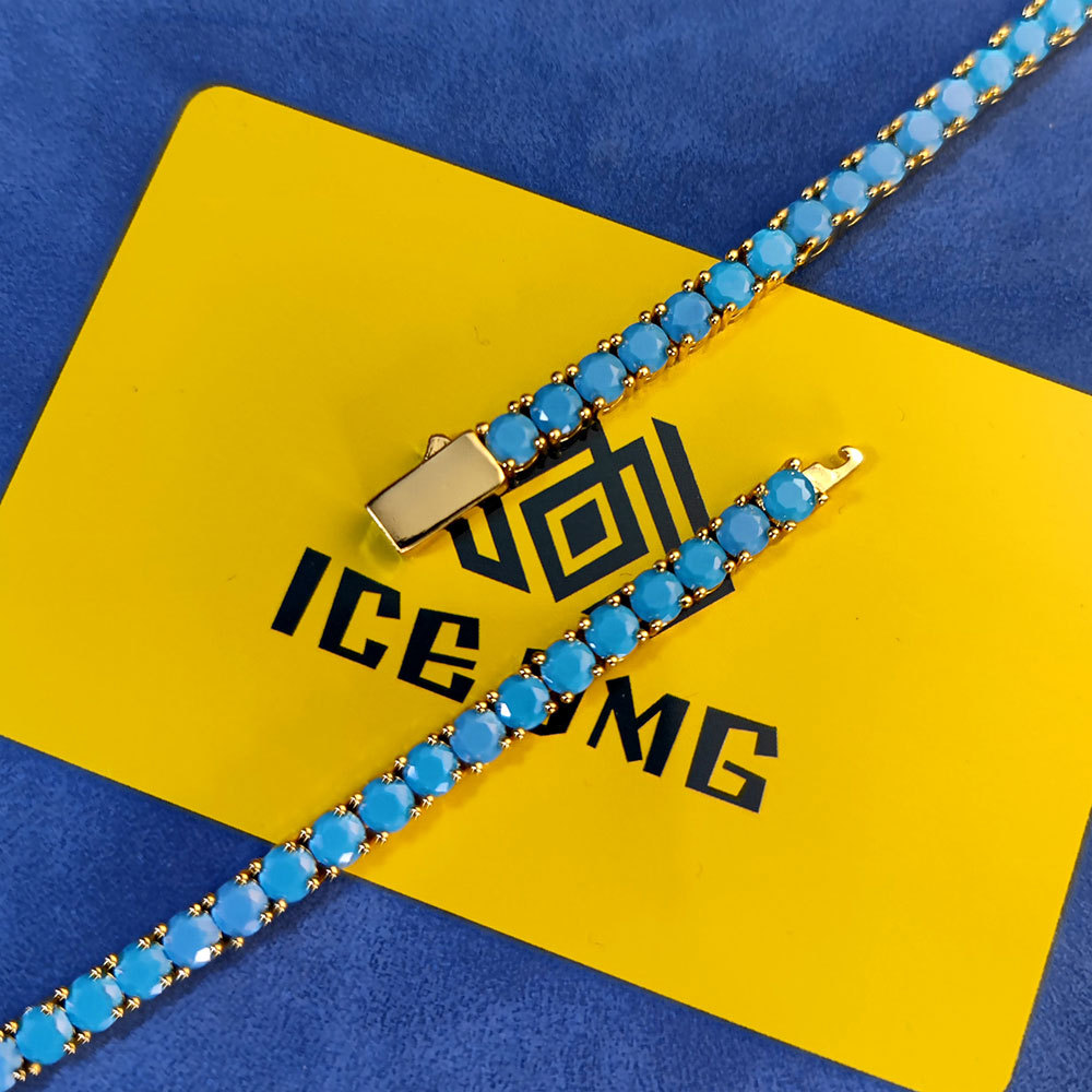 4mm Blue Turquoise Tennis Chain Bracelet
