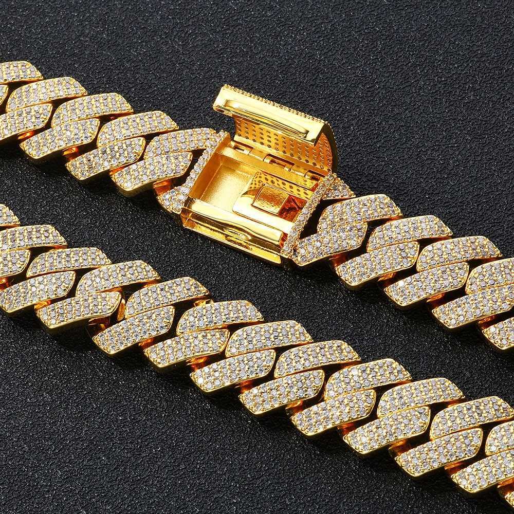 20MM 3-Row Iced Prong Cuban Chain Necklace