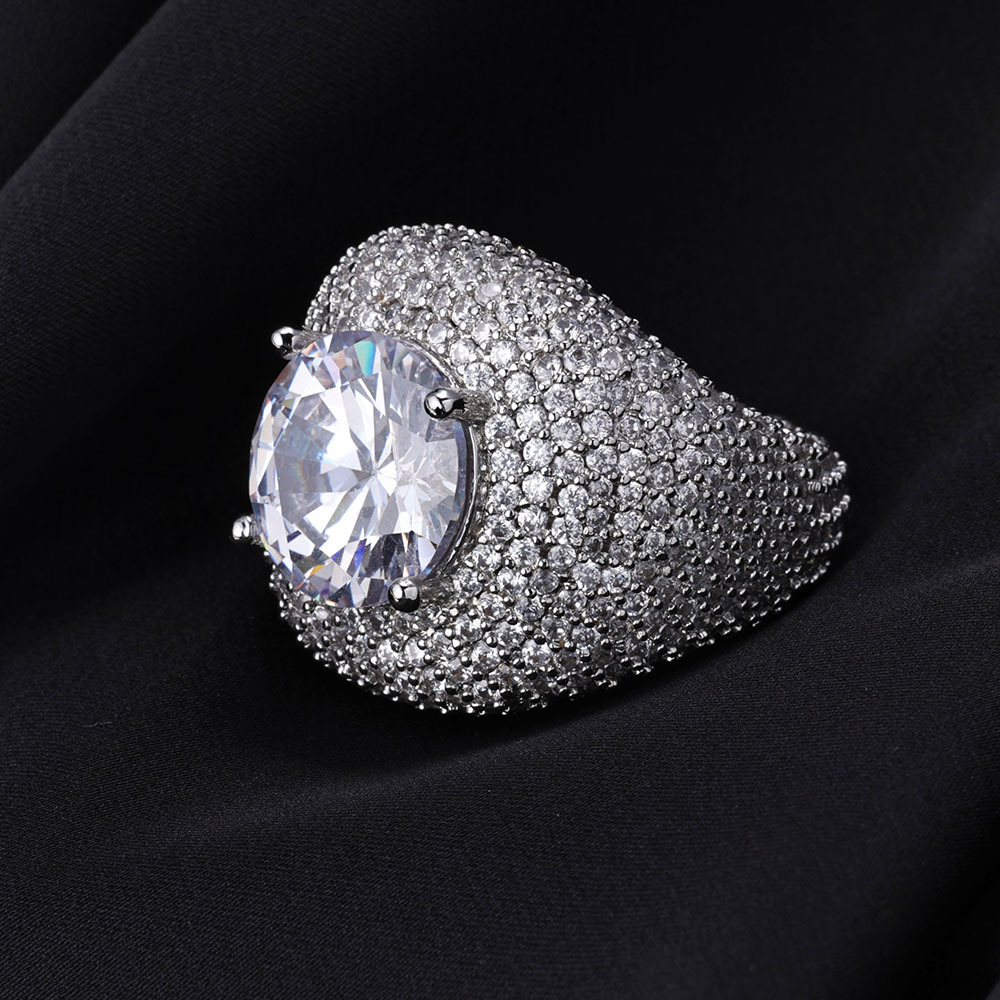 Iced Diamond Clustered Band Ring