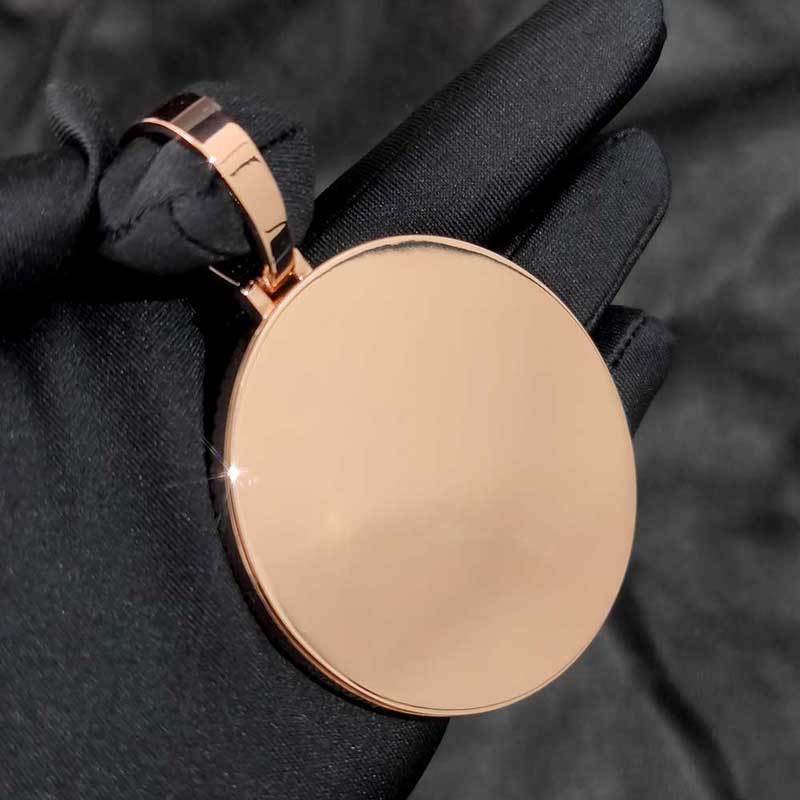 Custom 3D Big Disc Letter Necklace in Rose Gold with CZ Diamonds – Personalized Name Jewelry