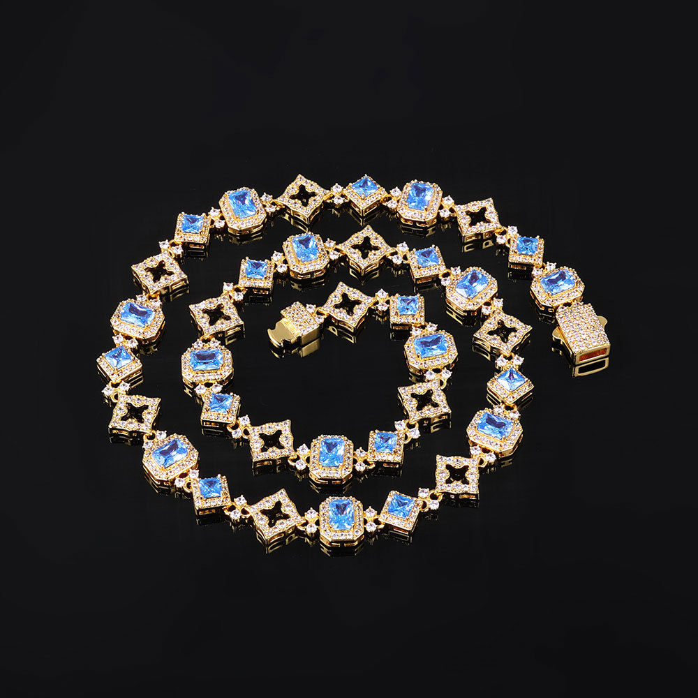 11mm Blue Zircon Star Link Necklace - ICEOMG