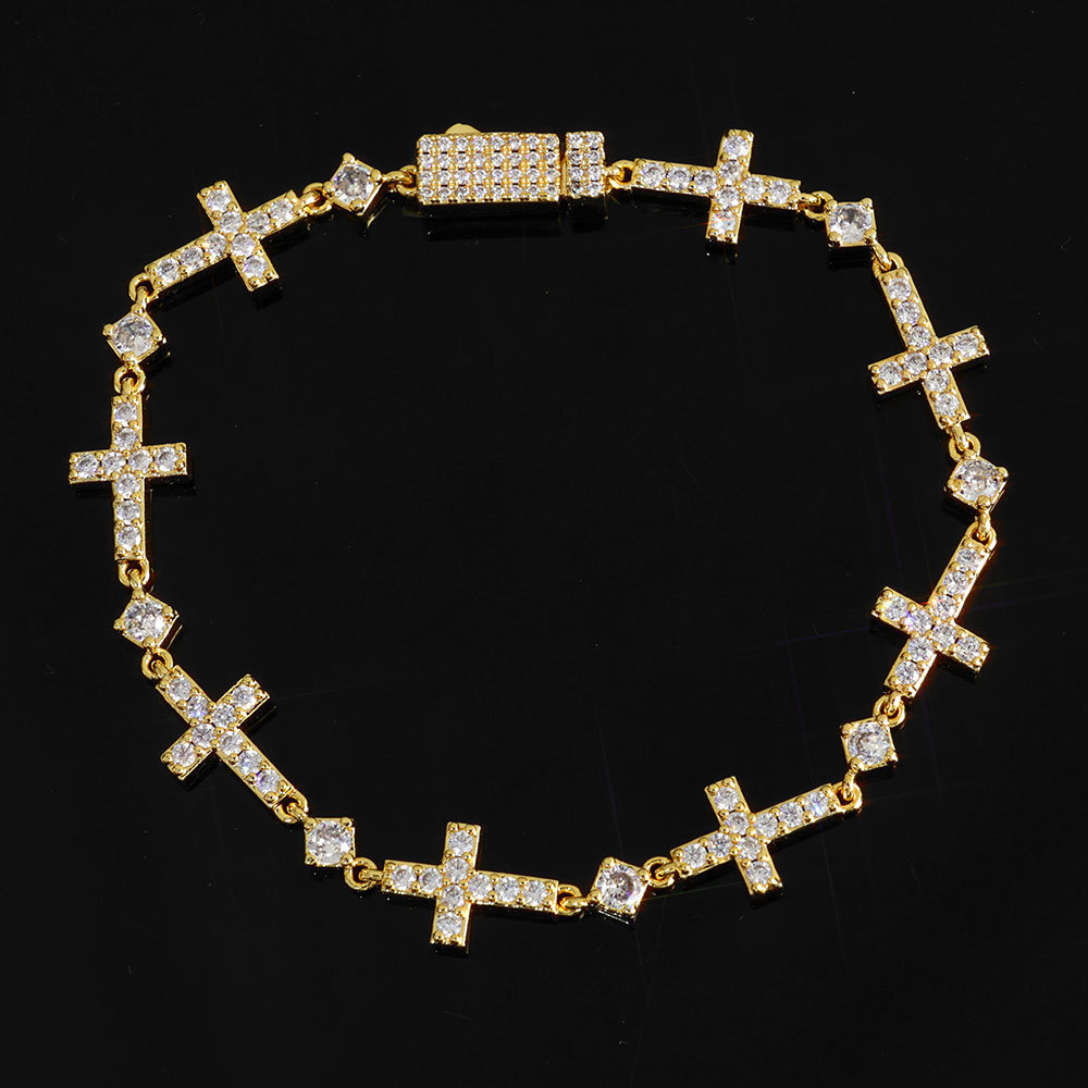 5mm Elastic Clasp Small Cross Bracelet - ICEOMG