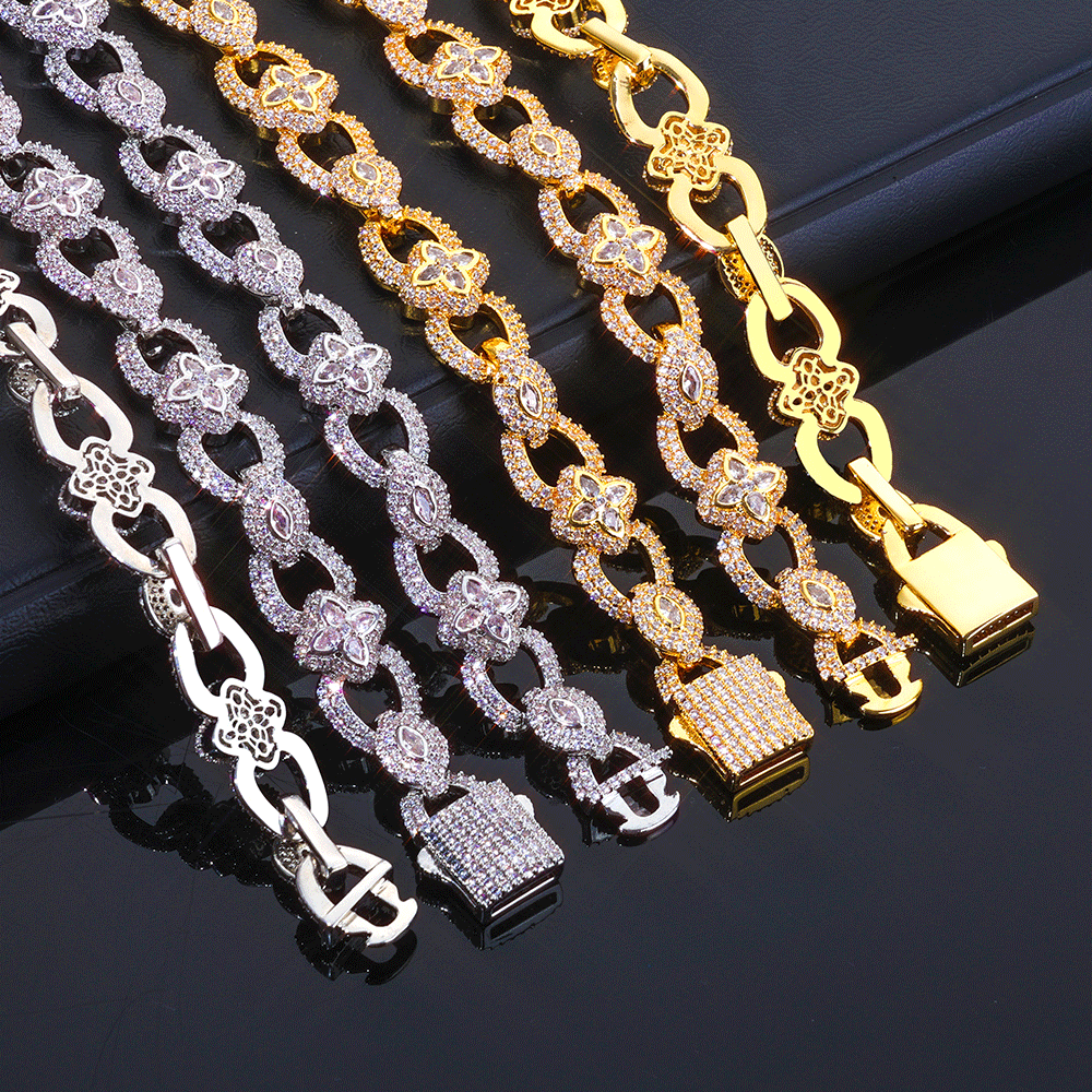 Four Leaf Clover Cross with Eye Link Chain Necklace