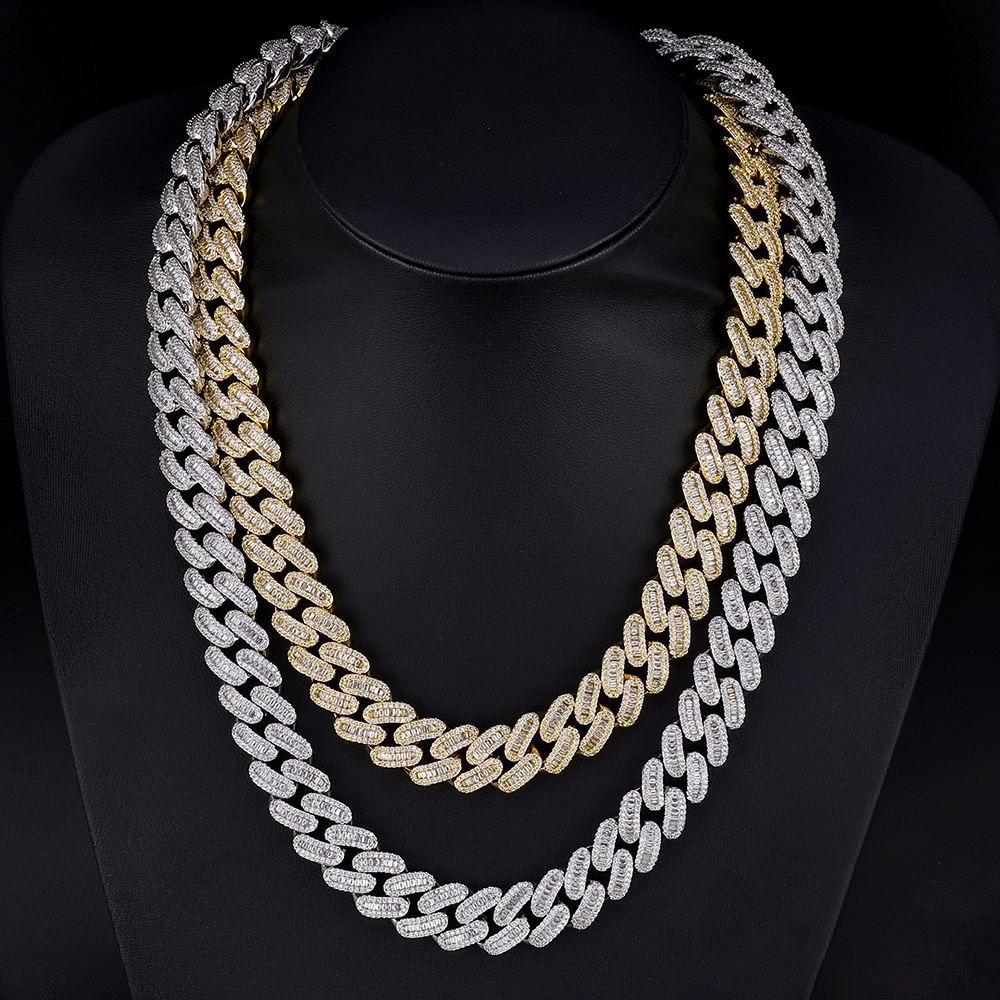 15mm Baguette Iced Out Cuban Link Chain