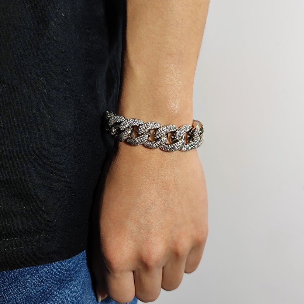 18mm 3 Row Iced Out CZ Cuban Link Bracelet