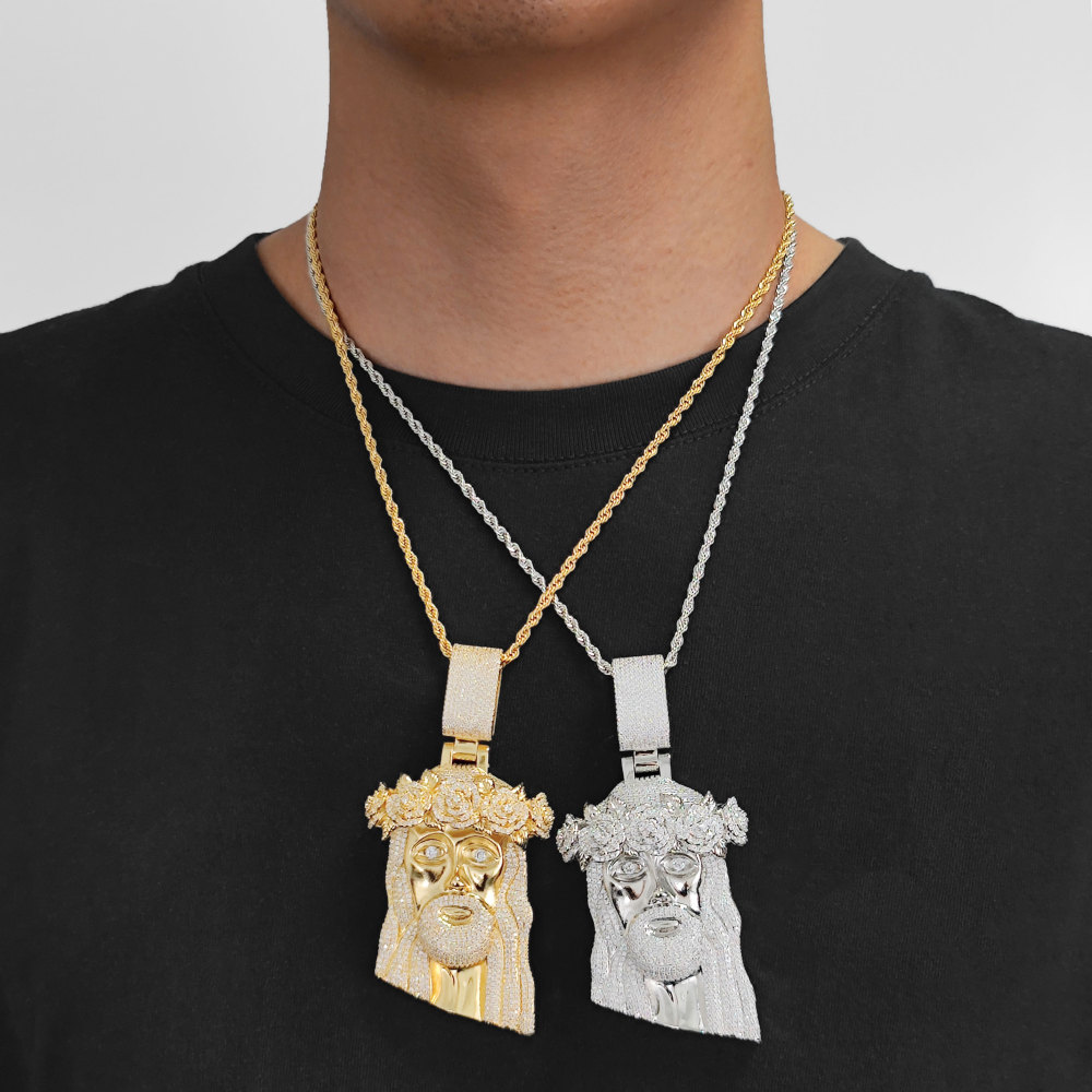 Rose Iced Jesus Pendant