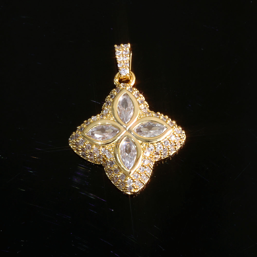 ICEOMG Four-Leaf Clover Colorful Cubic Zirconia Gold Plated Pendant