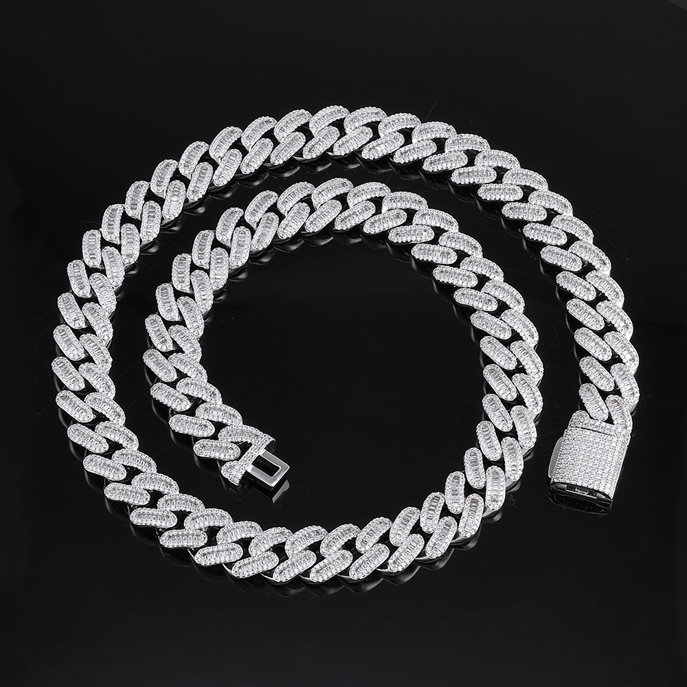 15mm Baguette Iced Out Cuban Link Chain